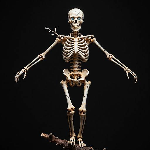 Fractured Skeletal Figure with Crystalline Eyes