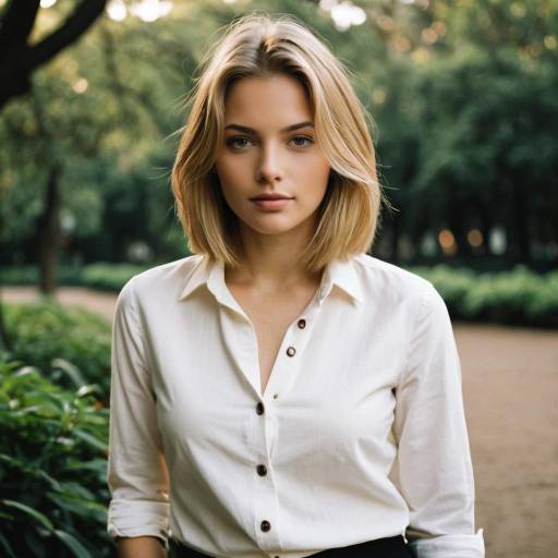 Blonde Woman in White Shirt Outdoors