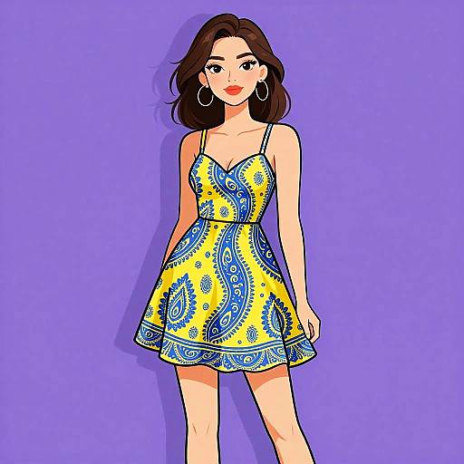 Woman in Paisley Summer Dress