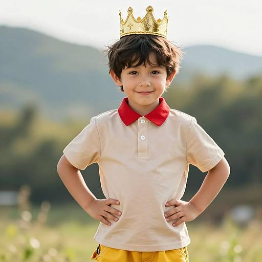 Confident Boy with Crown and Boots