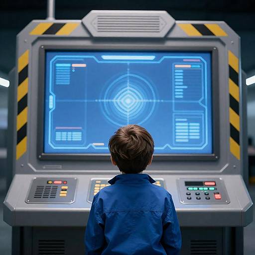 Futuristic Terminal with Child Back View