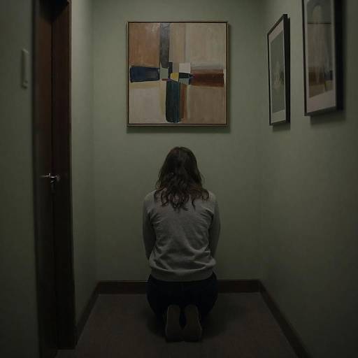 Mysterious Hallway with Kneeling Figure