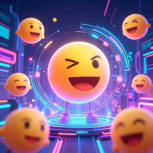 Cyberpunk Emoji in Neon Digital World