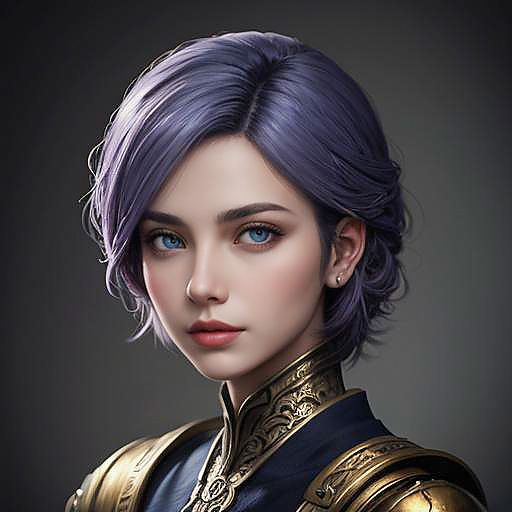 Majestic Lavender-Haired Android Portrait