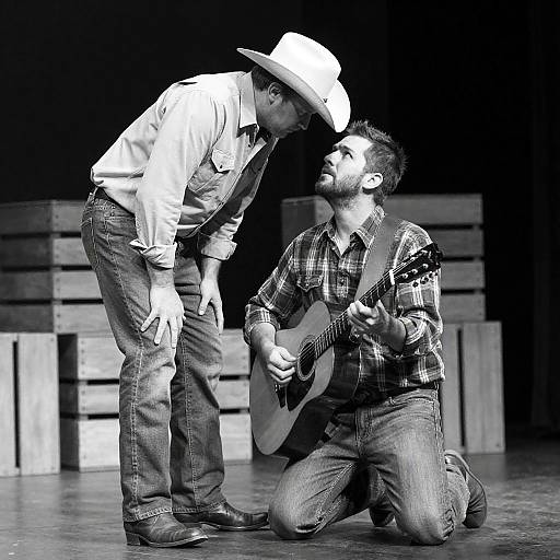 Dramatic Black-and-White Stage Performance