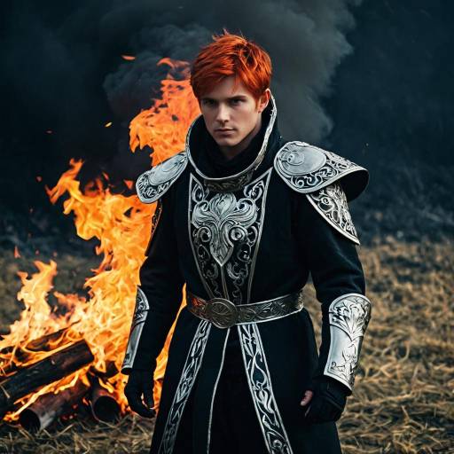 Fiery Male Costume with Red Hair
