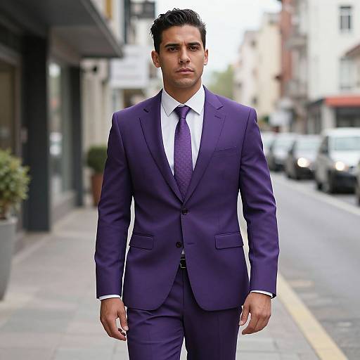 Man in Purple Rain Suit