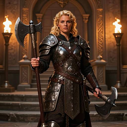 Proud Female Dwarf Shieldmaiden in Battle