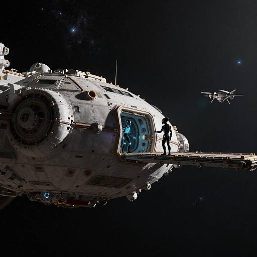 Bioluminescent Explorers at Gas Giant Dock