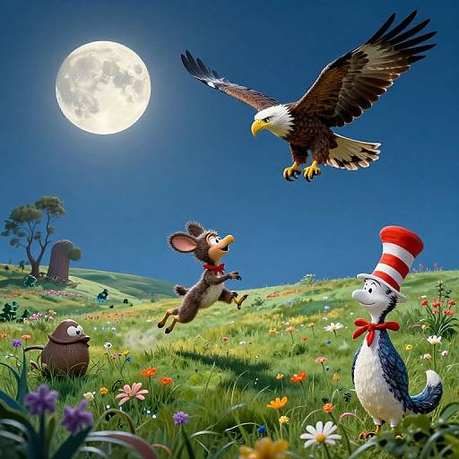 Dreamlike Moonlit Meadow Escape