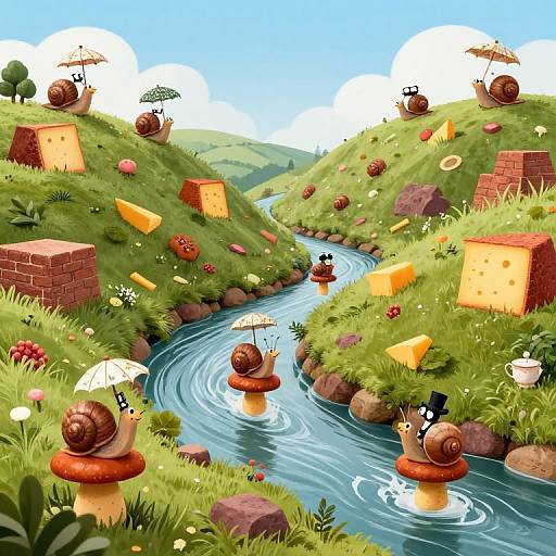 Whimsical Tea Adventure with Snails
