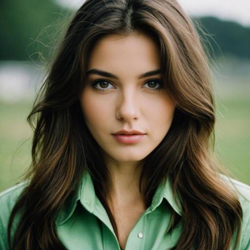 Young Woman in Green Shirt Outdoor Portrait