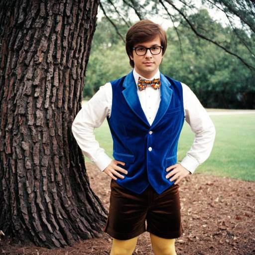 Young Man in Austin Powers Style Costume Outdoors