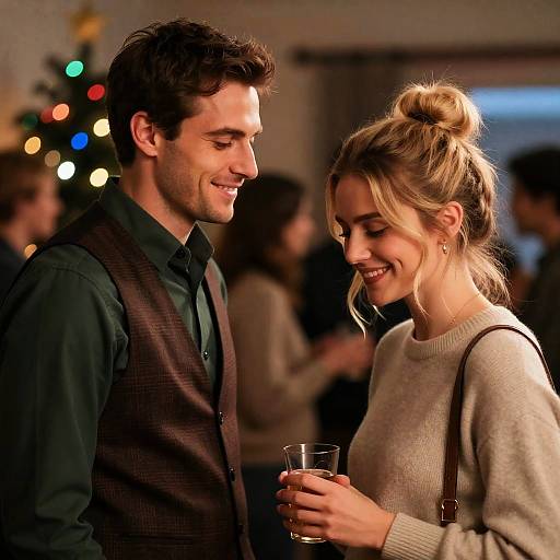 Joyful Couple at Christmas Celebration