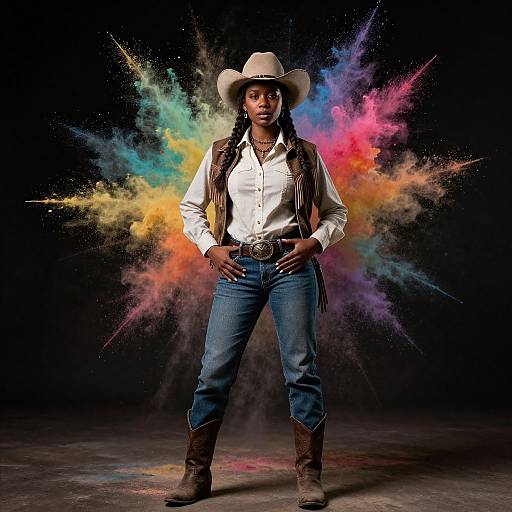 Gritty Vintage Cowboy Woman Portrait