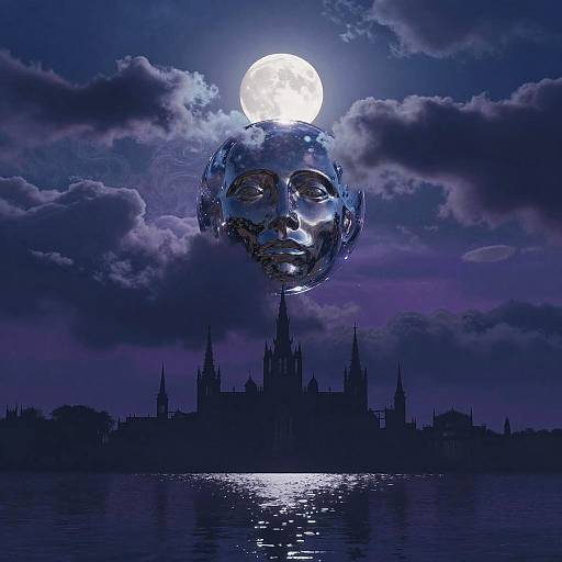 Surreal Twilight with Metallic Sphere