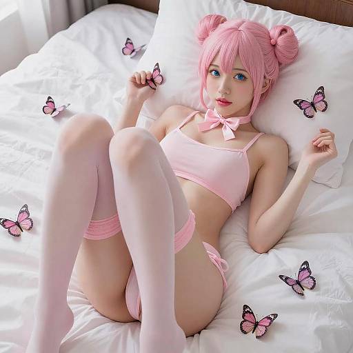 Seductive Pink-Haired Anime Woman