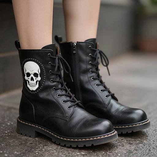 Close-Up of Boots with Skull Artwork