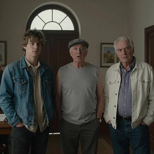 Three Men Standing Indoors