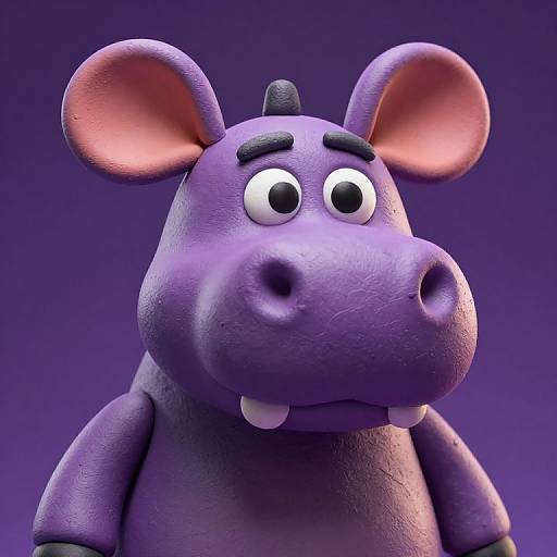 Claymation Purple Hippo Character