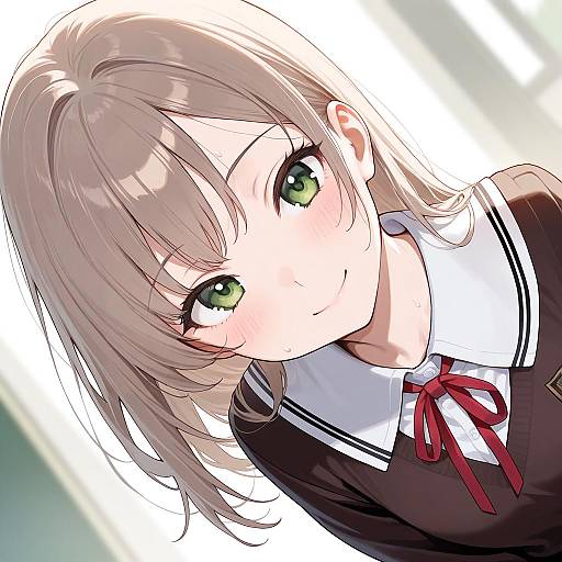 Dynamic Schoolgirl Portrait with Smile