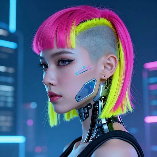 Cyberpunk Female with Neon Hair