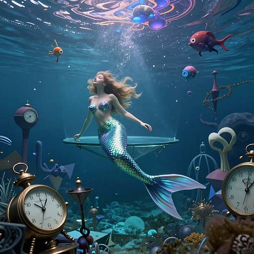 Surreal Underwater Mermaid Dreamscape