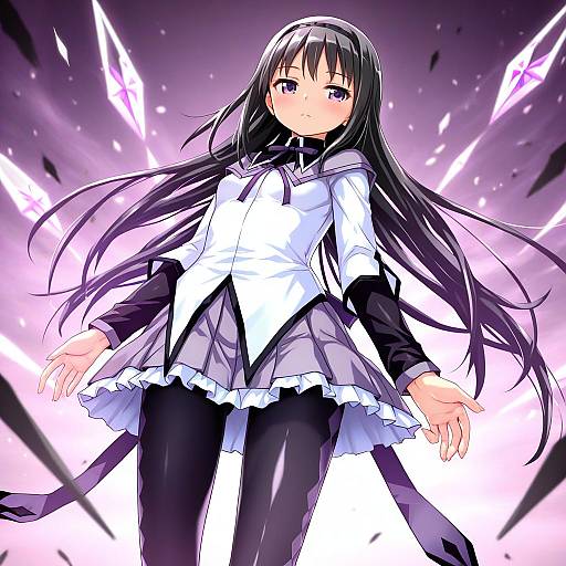 Illustration of Akemi homura (magical girl), mahou shoujo madoka magica in the style of Yamada (gotyui)