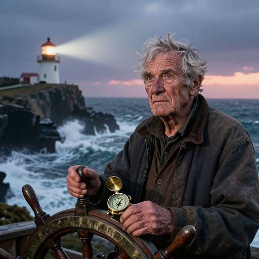 Photorealistic Portrait of Lighthouse Keeper