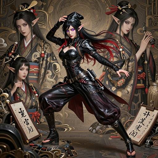 Drow Rogue in Feudal Japanese Attire