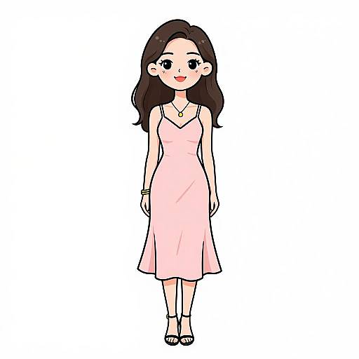 Minimalist Woman in Pastel Pink Dress