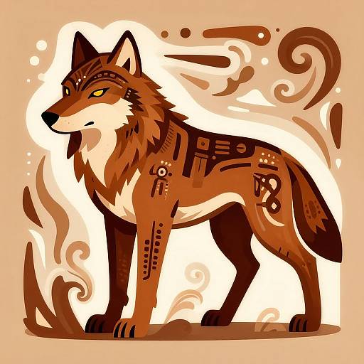 Tribal Brown Wolf Illustration