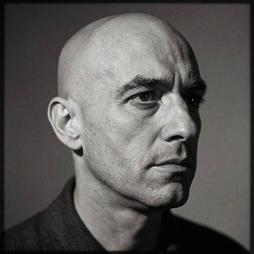 Vintage Black and White Bald Portrait