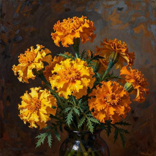 Radiant Marigold Bouquet in Turner Style