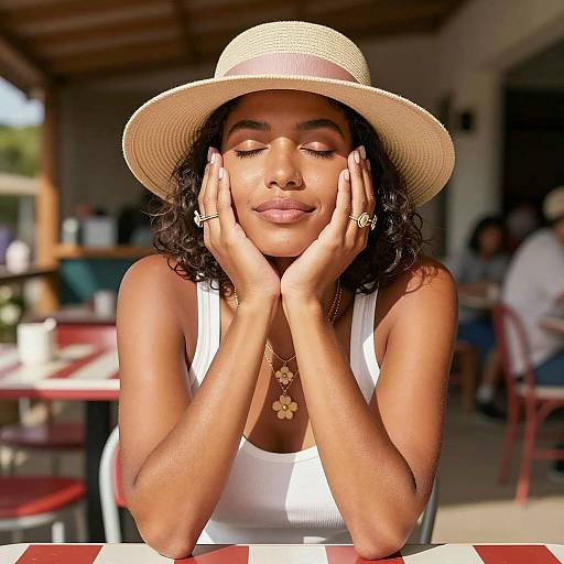 Sunlit Serenity: A Tan-Skinned Woman