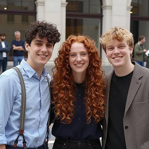 Three Friends Smiling Outdoors Together