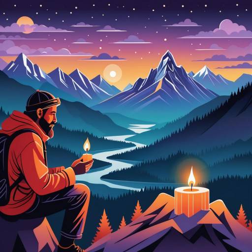 Surreal Adventure: Candlelight in Twilight Mountains