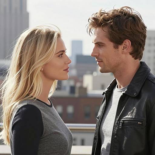 Couple Gazing at Each Other Outdoors