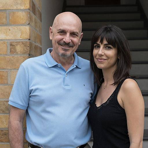 Smiling Couple by Yellow Brick Wall
