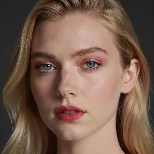 Close-up of Blonde Woman with Pink Makeup