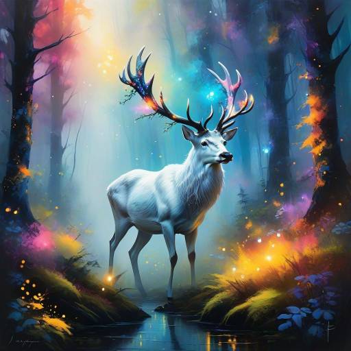 Majestic Stag in Enchanted Misty Forest
