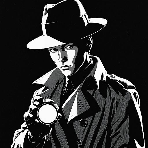 Anime Style Android Detective in Film Noir