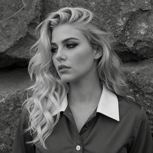 Black-and-White Pensive Blonde Portrait