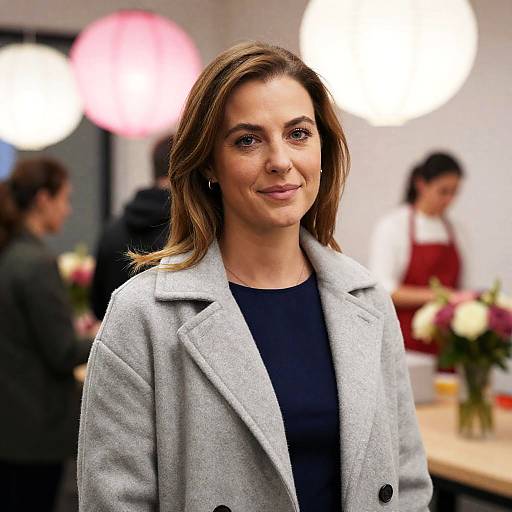 Cheerful Woman Surrounded by Lanterns