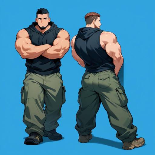 Muscular Duo in Dark Hoodies Muscular Duo in Dark Hoodies