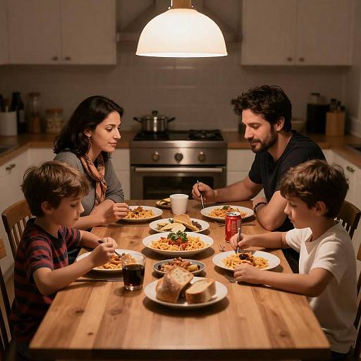 Dimly Lit Family Dinner Photograph