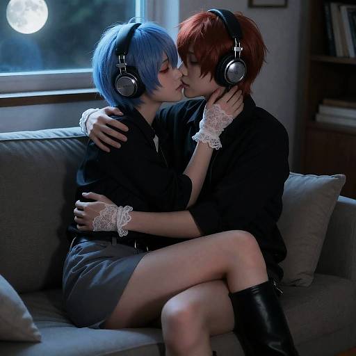 Couple Sharing Intimate Moment in Cozy Room