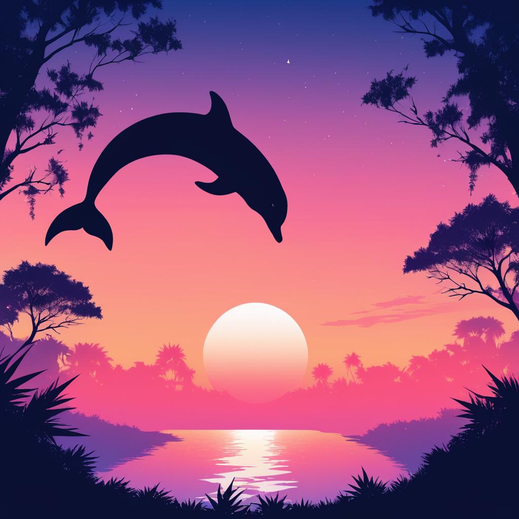 Dramatic Dolphin Jump at Sunset