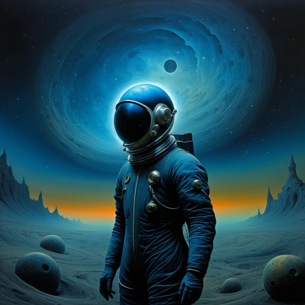 Surreal Astronaut in Dark Nebula