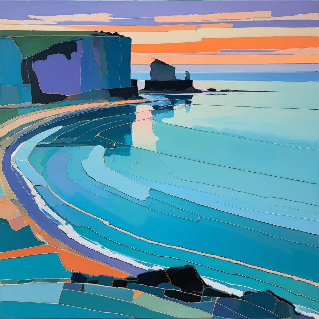 Twilight Coastal Landscape Inspired by Diebenkorn